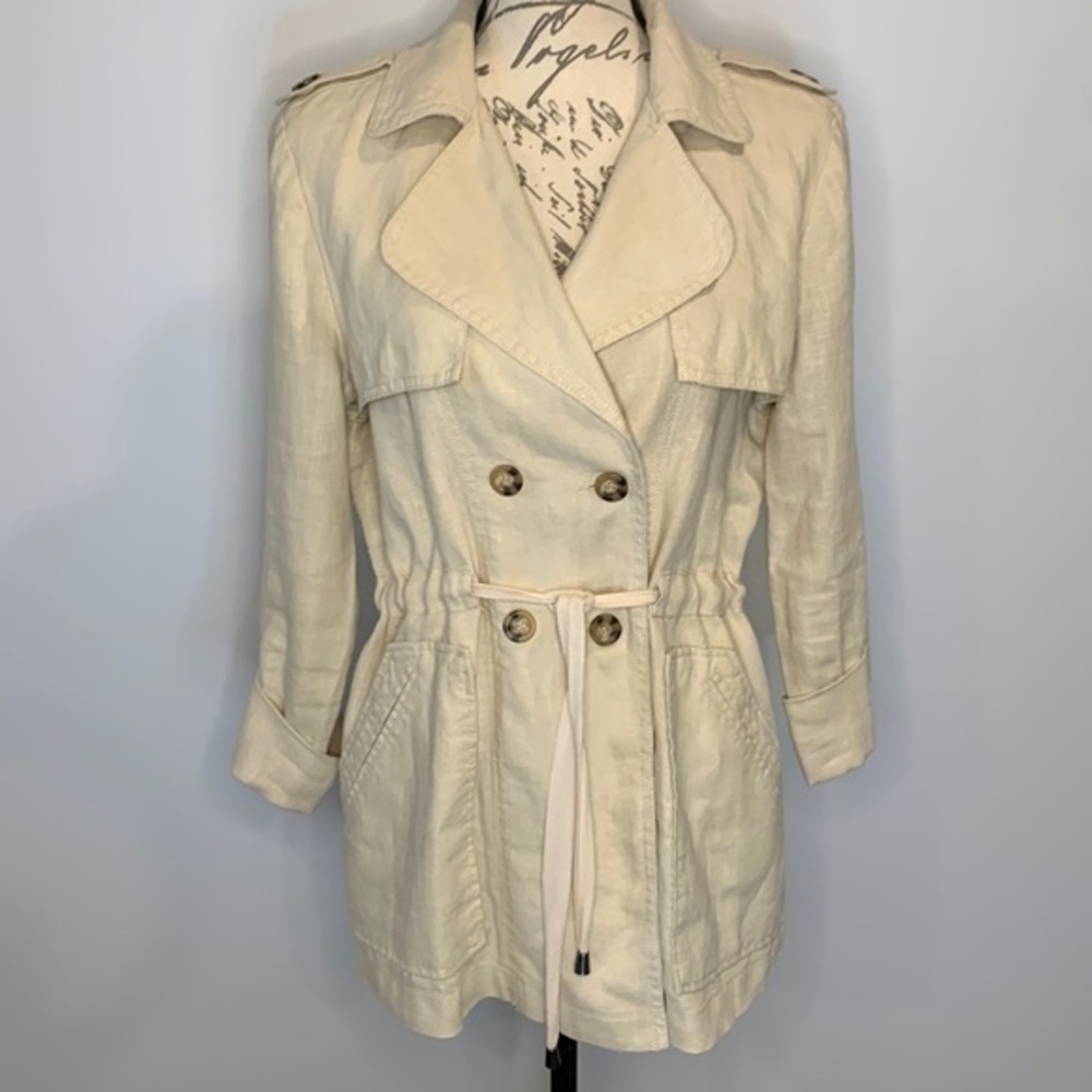 Sanctuary linen double breasted cinch waist jacket S